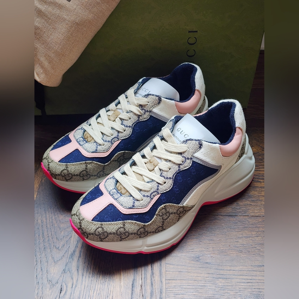 $850 Brand New Gucci GG Rhyton Beige White Pink Sneakers Women G EU 36  US 6 - Picture 9 of 12